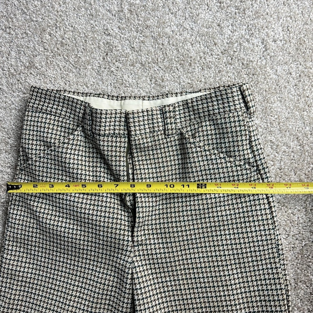 Vintage Dress Pants Womens 28 Beige Check Straight Leg Flat Front Twill Business - Picture 7 of 13